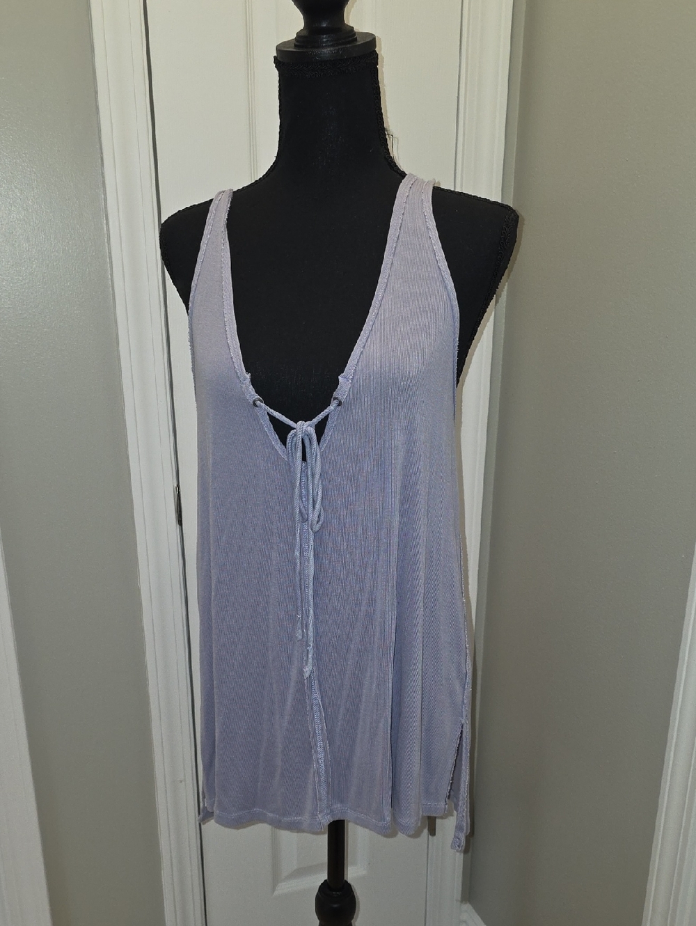 We The Free Lavender Ribbed Tank Top with Front Tie